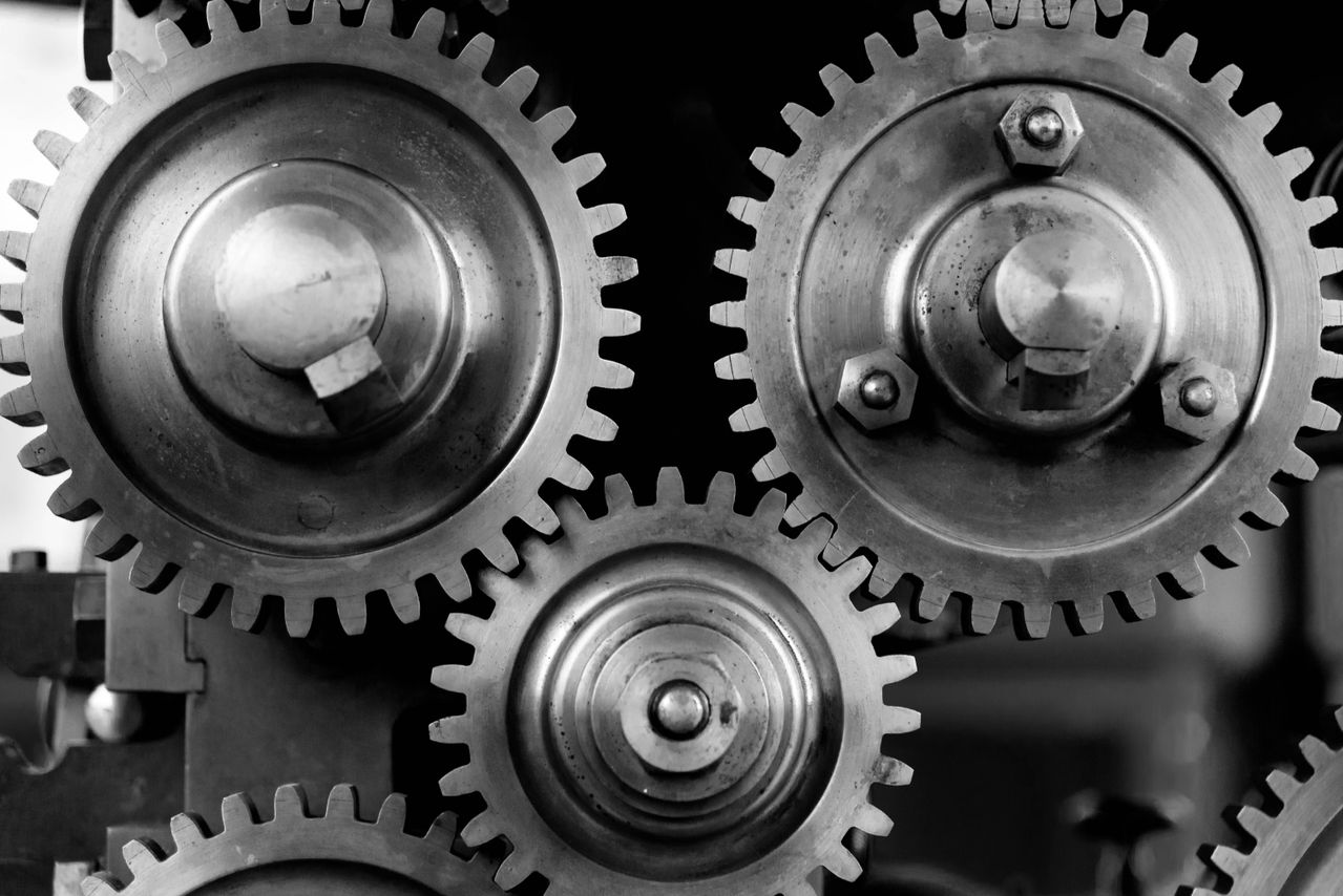 Mechanical gears stock image